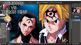 Speed Drawing Meliodas Vs demon King - Seven Deadly Sins (Nanatsu No Taiza)
