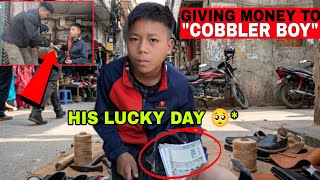 Giving money to the young "COBBLER BOY"🥺