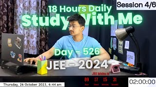 Study With Me - Live | Pomodoro Timer 120/10 | Day-526 | Raining Night | JEE Mains 2024 , NEET , CA|