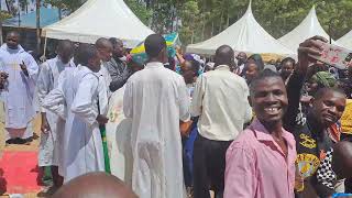 Steve Kay _ Perfoming in Mwibale, Fr Geoffrey thanks giving.