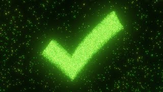 Green Check Mark Yes Shape Point Lights Neon Glow Particles Sparkling 4K Motion Background for Edits