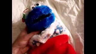 Talking Batt-Op Cookie Monster Christmas Stocking