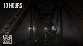 Storm on the Iron Trestle — Heavy Rain & Low Thunder Over the Bridge Span | 10 HOURS