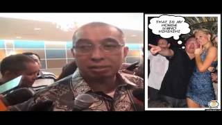 Salleh Keruak bercakap pasal siasatan di U.S dgn background Tun sebagai Background effect.