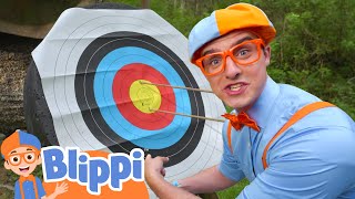 Blippi Tries Camping in the Great Outdoors! 🏕️ | Archery, Ziplining + More! | Outdoor Kids Fun