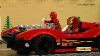 LEGO Superheroes Race! Iron Man vs Joker vs Ghost Rider vs Spiderman - Epic Stop Motion Animation