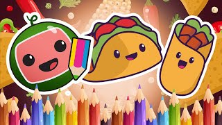 Drawing a Little Happy Taco and Cute Burrito - Drawing Easy Step by Step for Kids!!