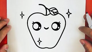 HOW TO DRAW A CUTE APPLE, STEP BY STEP, DRAW Cute things | CUTE DRAWING