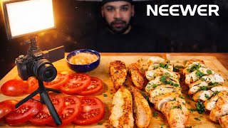 (ASMR) WHAT I EAT WHEN I'M NOT MUKBANGING + NEEWER Basics 9" LED Video Light Panel REVIEW