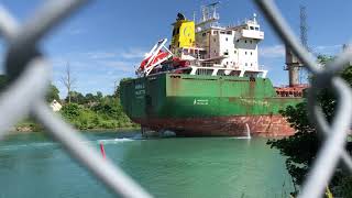 A Freighter Ship Passing thru the Welland Canal's Allanburg Lift Bridge (Please Read Description)