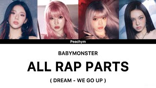 BABYMONSTER ALL RAP PARTS ( DREAM - WE GO UP ) | LYRICS