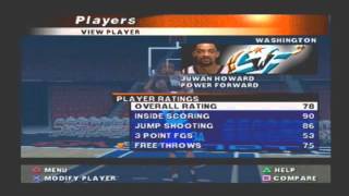 NBA Live 2000 Default Roster Player Ratings Washington Wizards