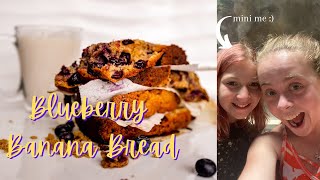 baking the blueberry banana bread that makes any day great with my mini me ;) | baking with kids