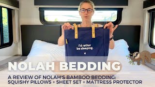 Nolah Bamboo Sheets + Waterproof Mattress Protector + Squishy Pillows Review
