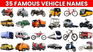35 Vehicle Names in English | Types of Vehicles | Mode of Transport for kids | Vehicles Vocabulary