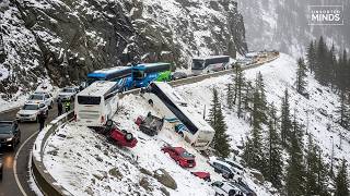 Icy Road Chaos Caught on Camera - Drivers Fighting Control (Part 6)