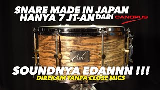 CANOPUS ASH SNARE 14x6,5 made in JAPAN - Sound Demo (NO CLOSE MICS)