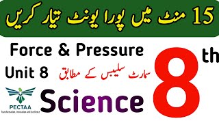 Class 8 Science Unit 8 Board Paper 2026 Exams PTB | Force & Pressure MCQs & Question | Learning Zone