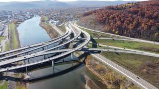 Binghamton City in New York State | Highway Roads | Southern Tier Expressway | 4K Drone Footage