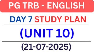 PG TRB ENGLISH | DAY 7 STUDY PLAN | UNIT 10 | 9790899652 | 70 DAYS PLAN