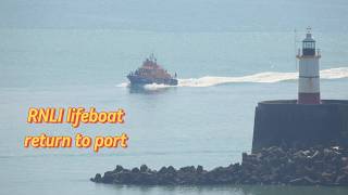 RNLI Severn Class Lifeboat 17-21 Returns to Newhaven Harbour