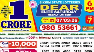 Nagaland State Lottery Live Result 6:00 PM dear Elite Saturday lottery result today Day lottery