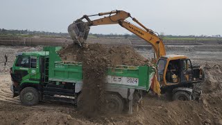 HYUNDAI POWER: Heavy Excavator Loading Sand in Farmlands