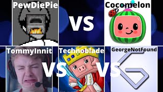 PewDiePie vs Cocomelon and TommyInnit vs Technoblade vs GeorgeNotFound timelapse part 2