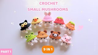 [PART 1] Crochet 9 in 1 small mushrooms 🍄 So cute | Step by step | Beginner friendly #movadiy