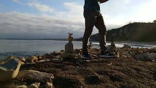 Rock balancing at Malaga Cove