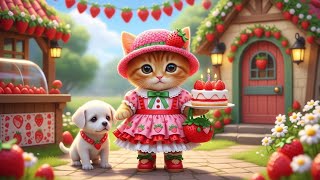Mama Cat and Kitten Make Birthday Cake for Puppy & Makes Tiger Hat For Kittens At Home 🐾🧶🥚🎂