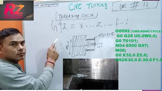 G92threading program in cnc turning||g92 threading cycle||#G92#g92code#cnc#g92code in cnc#RAJESHZONE