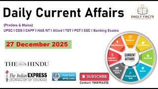 27 December 2025 Current Affairs I Daily Current Affairs I Current Affairs Today I The Hindu 27 Dec