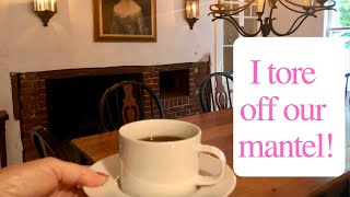 I removed our mantels and painted the red bricks and mortar for our home remodel.