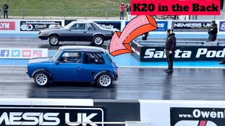 K20 zcars rear wheel drive mini at Santa pod