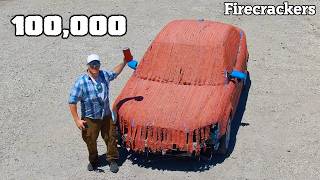 100,000 Firecrackers Glued to a Car