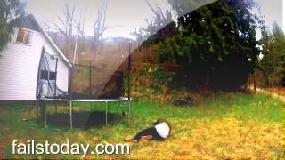Funny trampoline fail
