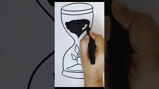 how to draw hour glass⌛ with plant🌱#artcreative #drawing #hourglass #artforbeginners/Art creative