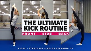 12 MIN ADVANCED WARM UP for Dancers/Gymnasts/Figure Skaters | Standing Kicks FRONT, SIDE, & BACK