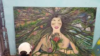 McKinney Artist painting a Wall Mural