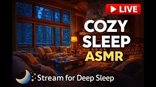 Cozy Fireplace 🔥 Night ASMR | Deep Sleep Sounds | LIVE