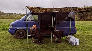 VW T4 camping at wood farm..