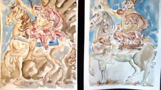 Watercolor Horseman Side By Sile