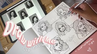 Draw with Me✍🏽💗| The Aesthetic Way to Fill Your Sketchbook | Expressions + Art Tips ✨