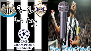 Newcastle United 3-2 (3-2 Agg) Qarabag, Fan Reactions.