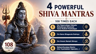 4 Powerful Shiva Mantras 🙏 | 108 Times Chanting | Peaceful Mahadev Mantra Jap