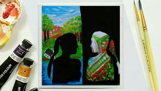 #painting#acrylic#beginners   how to easy painting//happy and sad inner side feeling// step by step