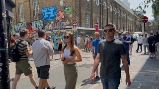 London Brick Lane 🇬🇧 nice hot Saturday walk , east London