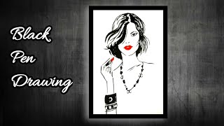 Black Pen Drawing Easy Step By Step For Beginners