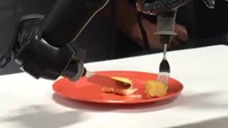 Partially paralyzed patient was able to feed himself by controlling robotic arms with his mind